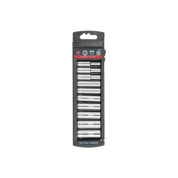 Juego De 10 Dados Largos Cuadro 1/4' Std, Truper