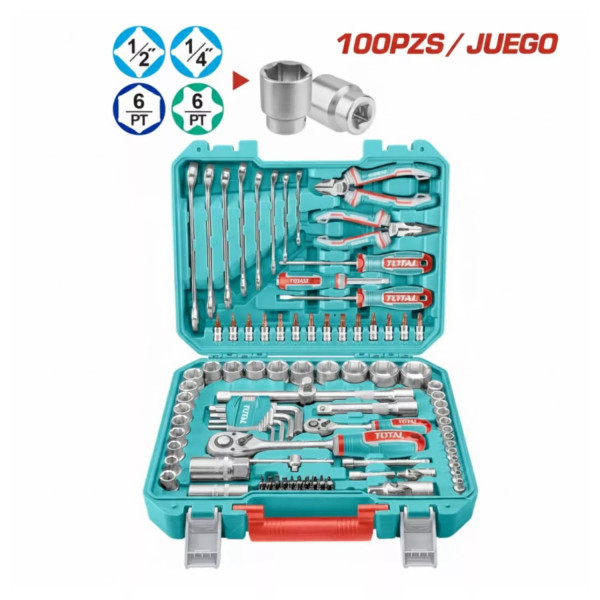 ‣ Kit de Herramientas TOTAL 100 Piezas Completo | FERRETODO