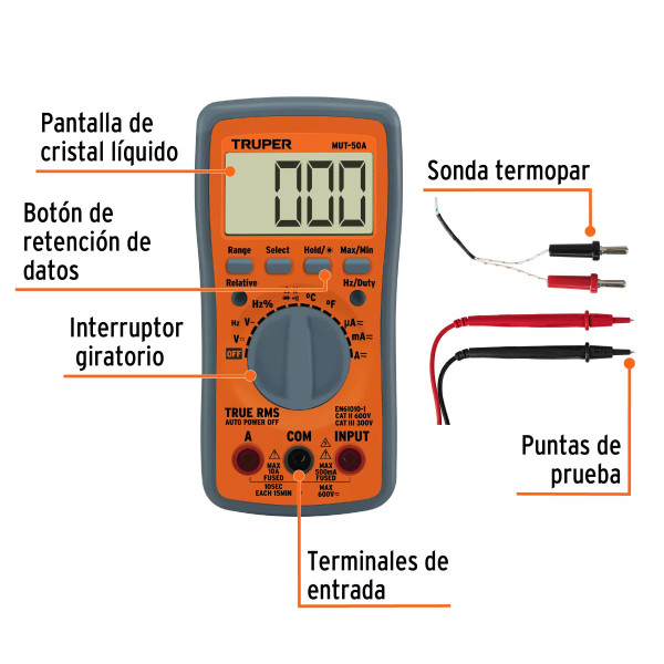 Multimetro Profesional Con Rms Verdadero Y Auto Rango | Herramientas de Medición