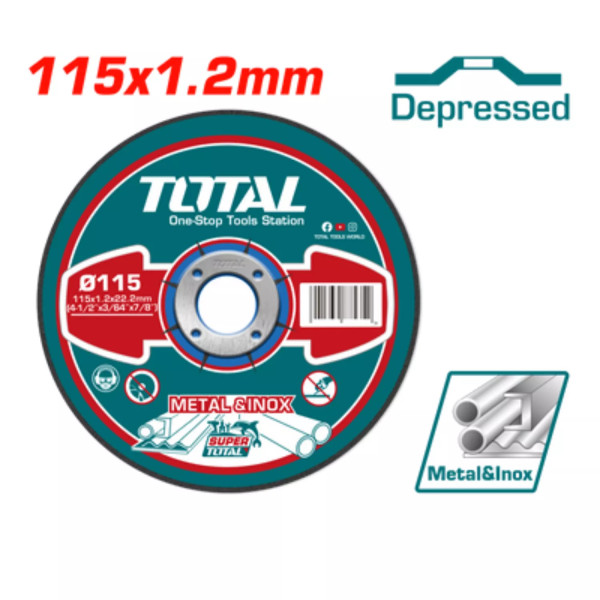 ‣ Disco de Corte TOTAL 4-1/2” Metal/Inox Profesional | FERRETODO