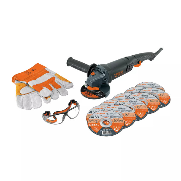 Combo Pulidora Esmeriladora 4-1/2' 950 W, Discos, Lentes Y Guantes | Pulidoras / Esmeriles
