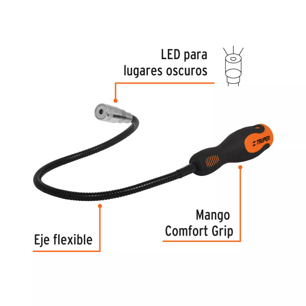 Imán flexible de acero con LED, 3 kg, Truper