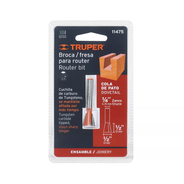 ‣ Broca para router, cola de pato, 1/2"... | Truper