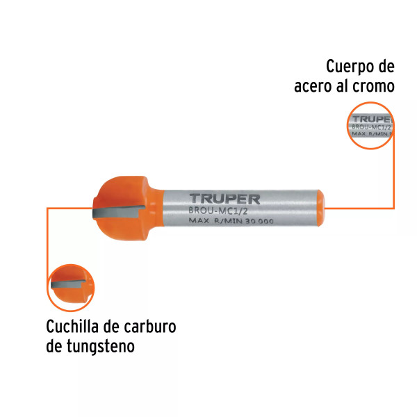 ‣ Broca para router, media caña 1/2" | Truper