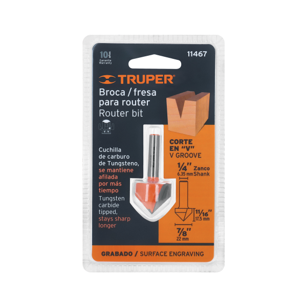 ‣ Broca para router "V", 7/8" | Truper