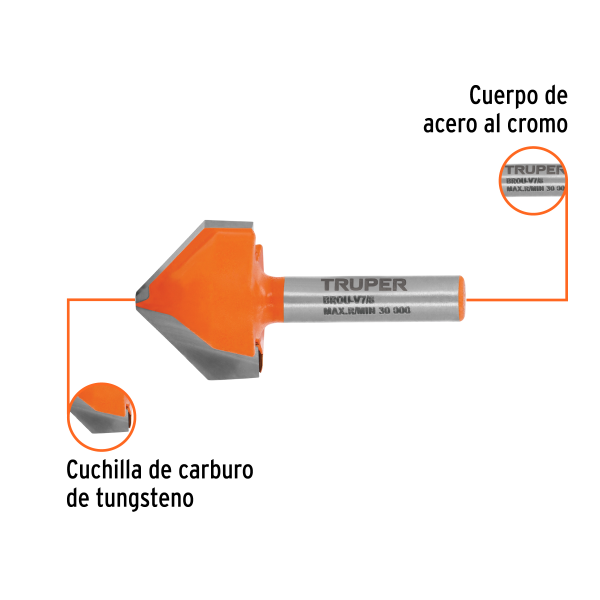 ‣ Broca para router "V", 7/8" | Truper