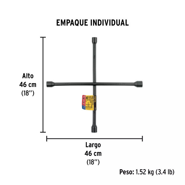 ‣ Llave de cruz 18" negra mate, PRETUL | Pretul