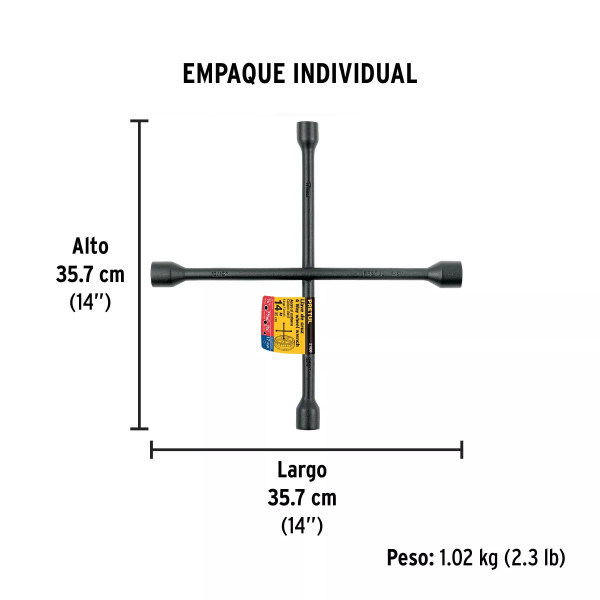 ‣ Llave de cruz 14" negro mate | Pretul