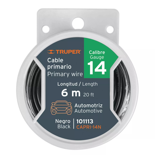 ‣ Carrete 6 m cable primario negro calibre 14 | Truper