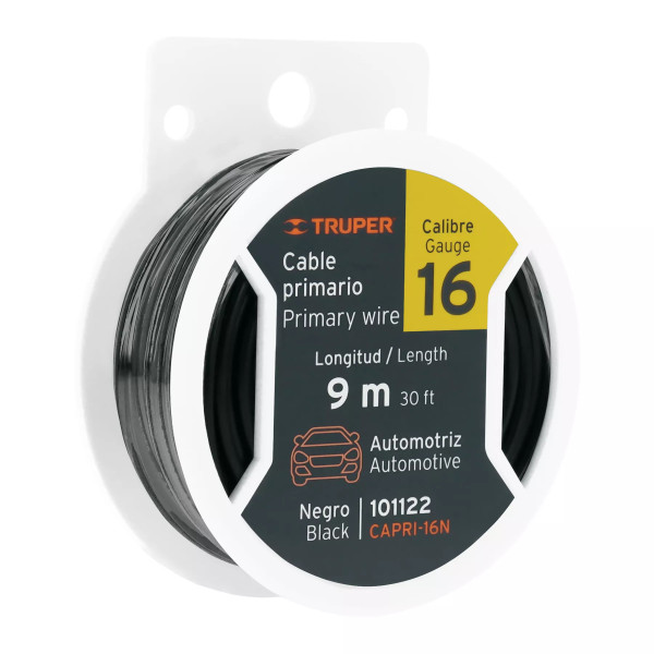 ‣ Carrete 9 m cable negro calibre 16... | Truper