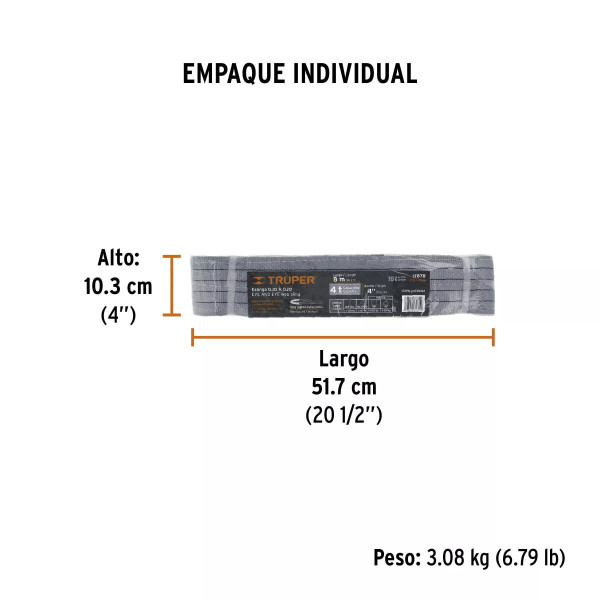 ‣ Eslinga de poliéster 4" x 8 m, ojo a ojo | Truper