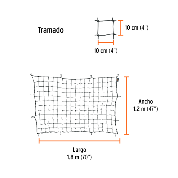 Red de carga 1.80 m x 1.20 m, para camioneta