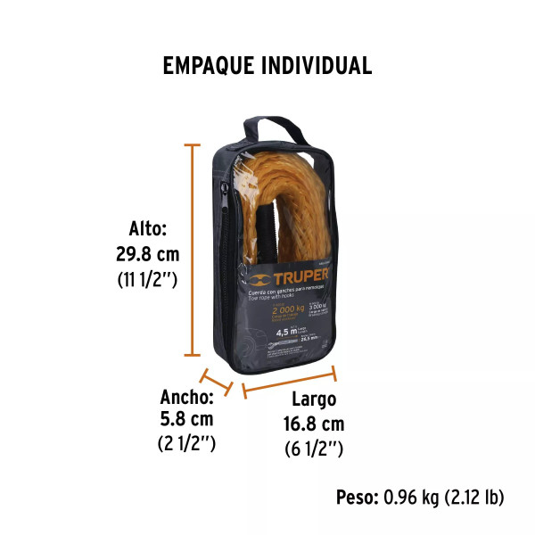 ‣ Cuerda con ganchos 27 mm x 4.5 m | Truper