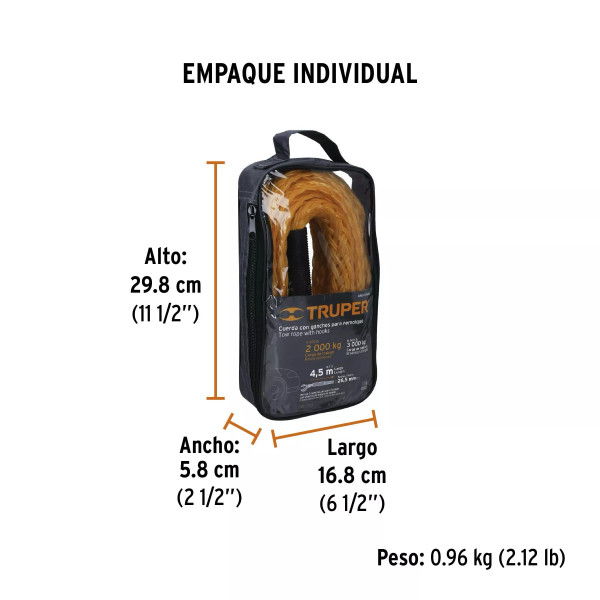 ‣ Cuerda con ganchos 27 mm x 4.5 m | Truper
