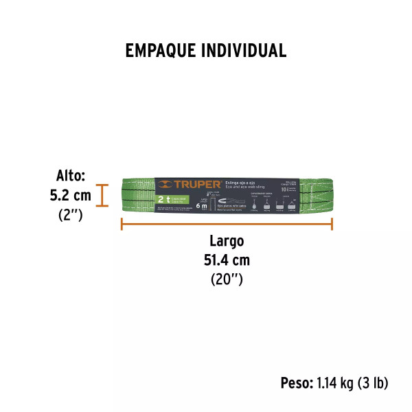 ‣ Eslinga de poliéster 2" x 6 m, ojo a ojo | Truper