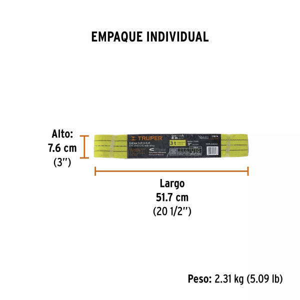‣ Eslinga poliéster ojo a ojo 3" x 8 m | Truper