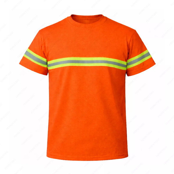 ‣ Playera de Trabajo Naranja... con Reflectivo Verde | Sin Marca