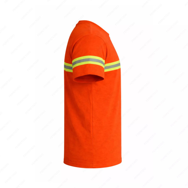 ‣ Playera de Trabajo Naranja... con Reflectivo Verde | Sin Marca