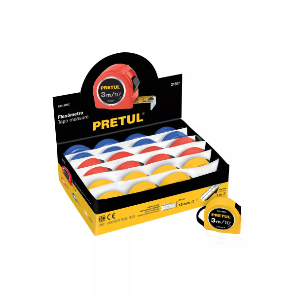 Flexómetro 3 M Cinta 13 Mm, Display Box Con 24 Pzas, Pretul | Flexómetros / Cintas Metricas Ferreterias Ferretodo