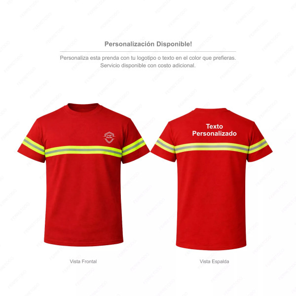 ‣ Playera Trabajo Rojo con Reflectivo Verde... | Sin Marca