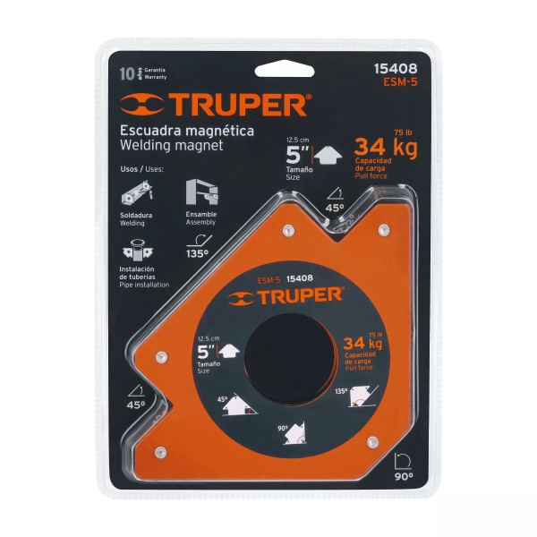 Escuadra Magnética 5' Para Soldar, Capacidad 34 Kg, Truper | Reglas, Escuadras y Similares