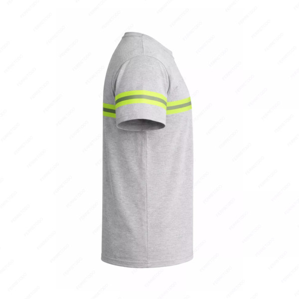 ‣ Playera Trabajo Gris con Reflectivo Verde | Sin Marca