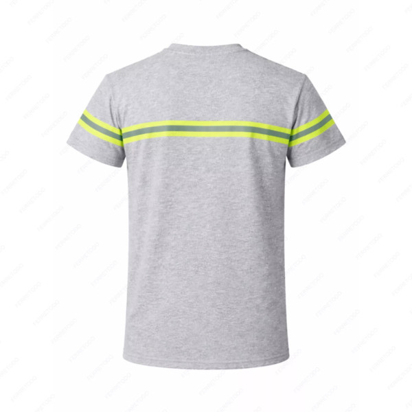 ‣ Playera Trabajo Gris con Reflectivo Verde | Sin Marca