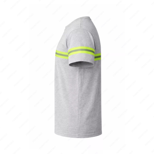 ‣ Playera Trabajo Gris con Reflectivo Verde | Sin Marca