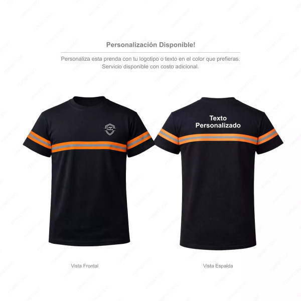 ‣ Playera de Trabajo Negro con Reflectivo Naranj... | Sin Marca