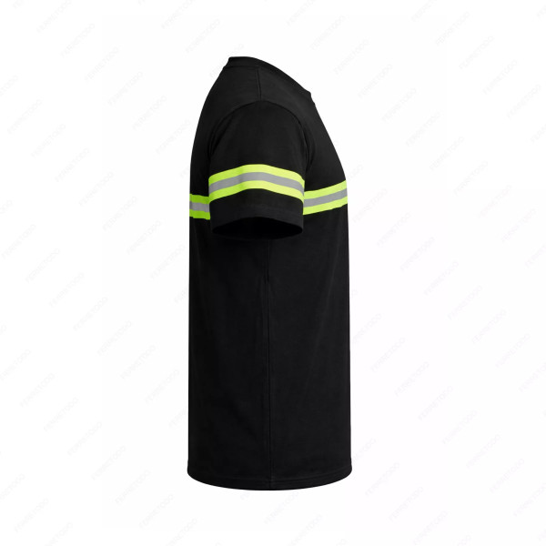 ‣ Playera de Trabajo Negra con Reflectivo Verde | Sin Marca