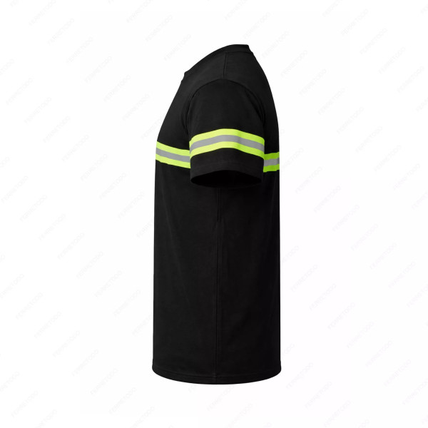‣ Playera de Trabajo Negra con Reflectivo Verde | Sin Marca
