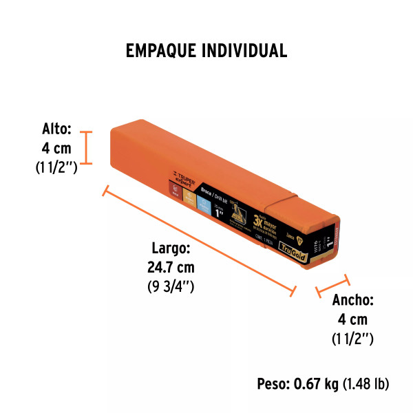 Broca HSS 1" Trugold para metal, Truper Expert