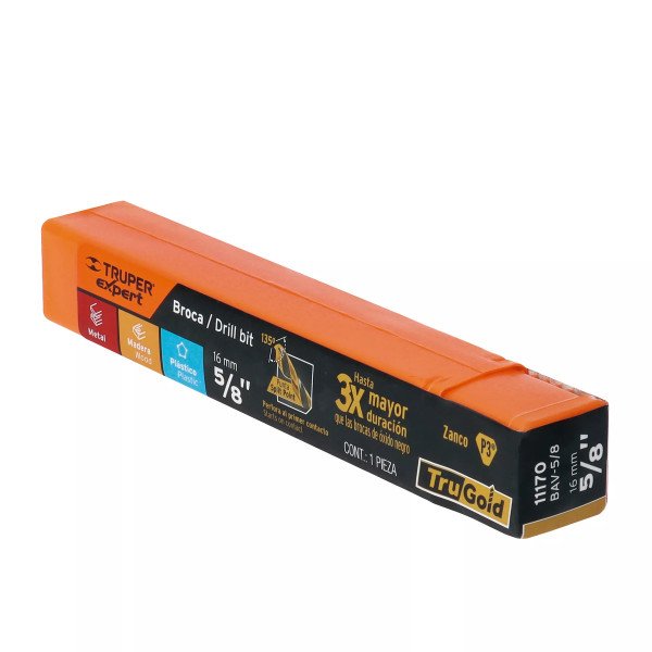 Broca HSS 5/8" Trugold para metal, Truper Expert
