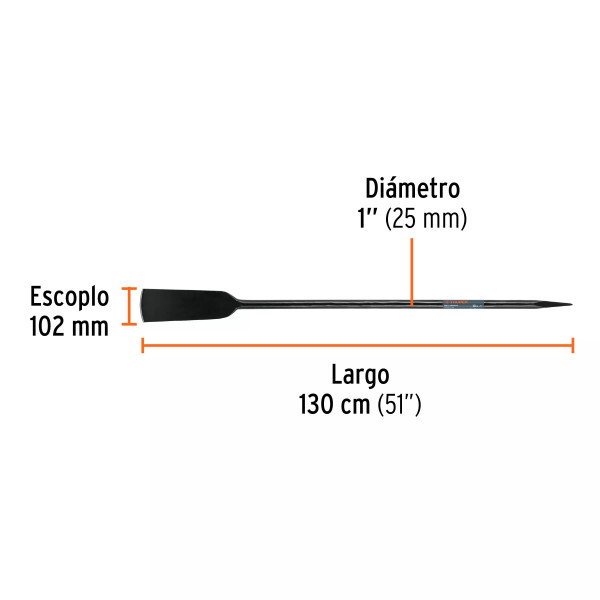 ‣ Barra cavadora 1" x 130 cm y escoplo 102 mm | Truper