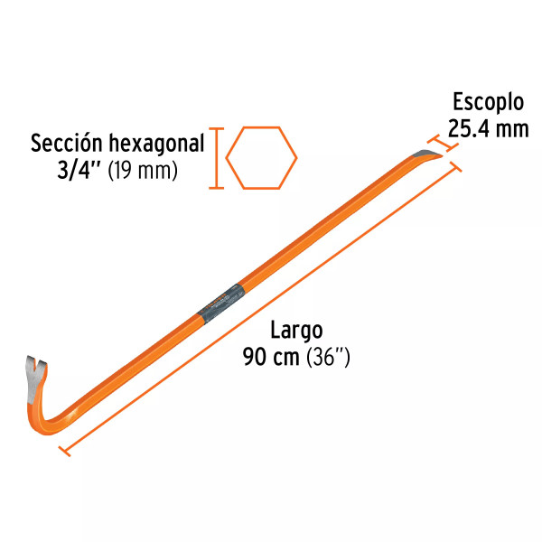 ‣ Barreta de uña 3/4" x 90 cm... | Truper