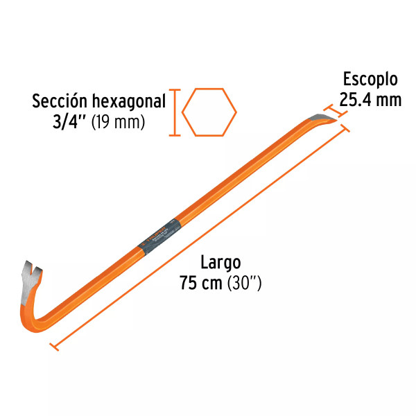 ‣ Barreta de uña 3/4" x 75 cm, Truper | Truper
