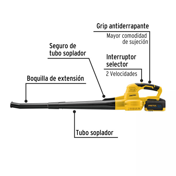 ‣ Sopladora inalámbrica 20V, 4Ah y carg. | Pretul