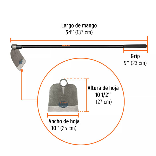 ‣ Azadón Centroamericano 3.0 lb, mango fibra 54" | Truper