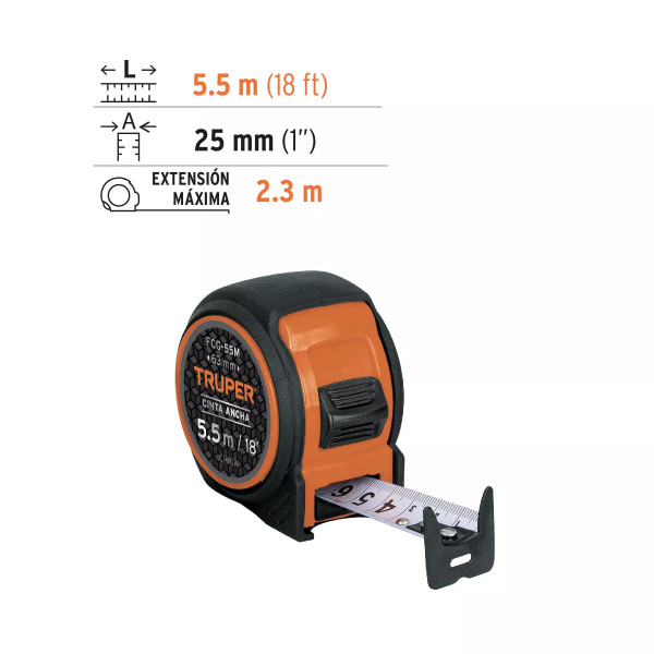 Flexómetro Compacto Contra Impactos 5.5 M Cinta 25 Mm | Flexómetros / Cintas Metricas Ferreterias Ferretodo