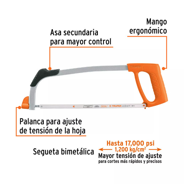 ‣ Arco 12" profesional tubular para segueta | Truper