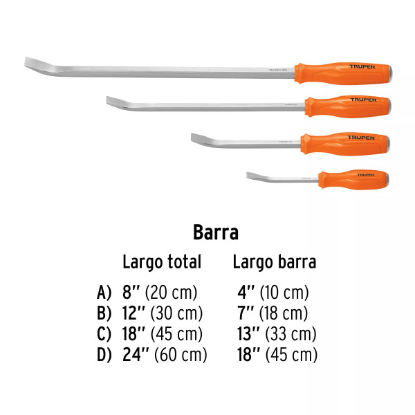Juego con 4 barras de palanca, Truper
