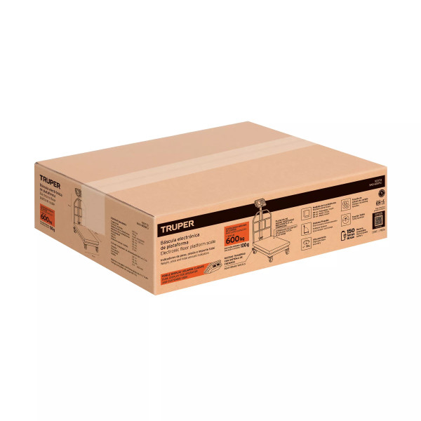 Báscula electrónica de plataforma, 600 kg, inoxidable TRUPER