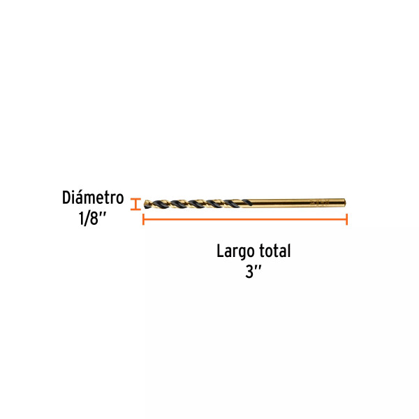 Broca HSS 1/8" Trugold para metal, Truper Expert
