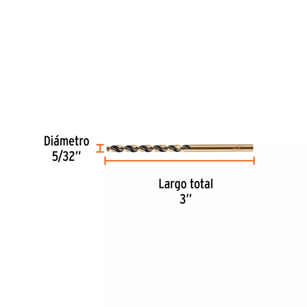 Broca HSS 5/32" Trugold para metal, Truper Expert