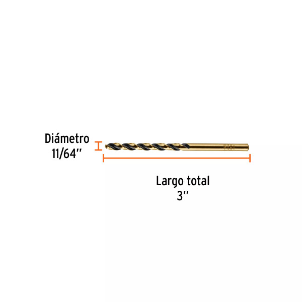 Broca HSS 11/64" Trugold para metal, Truper Expert