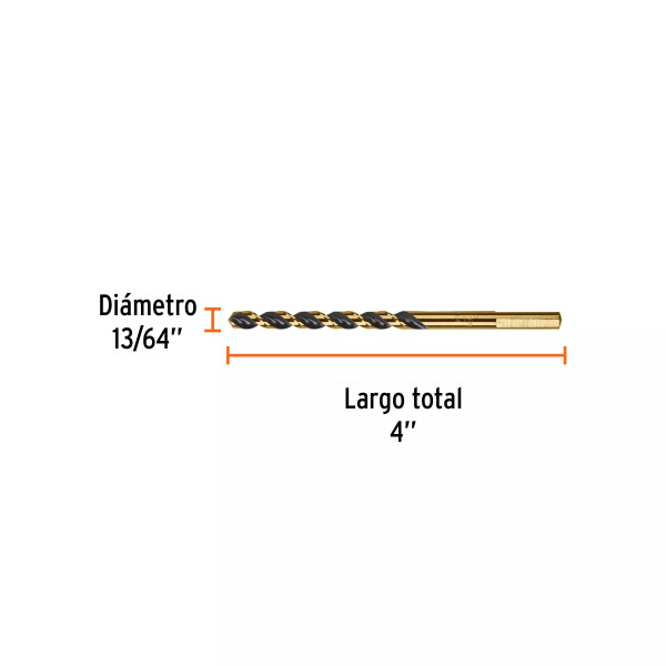 Broca HSS 13/64" Trugold para metal, Truper Expert