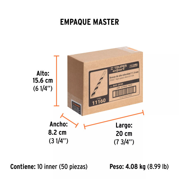 Broca HSS 29/64" Trugold para metal, Truper Expert