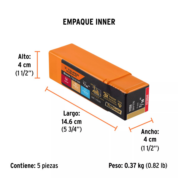 Broca HSS 7/16" Trugold para metal, Truper Expert