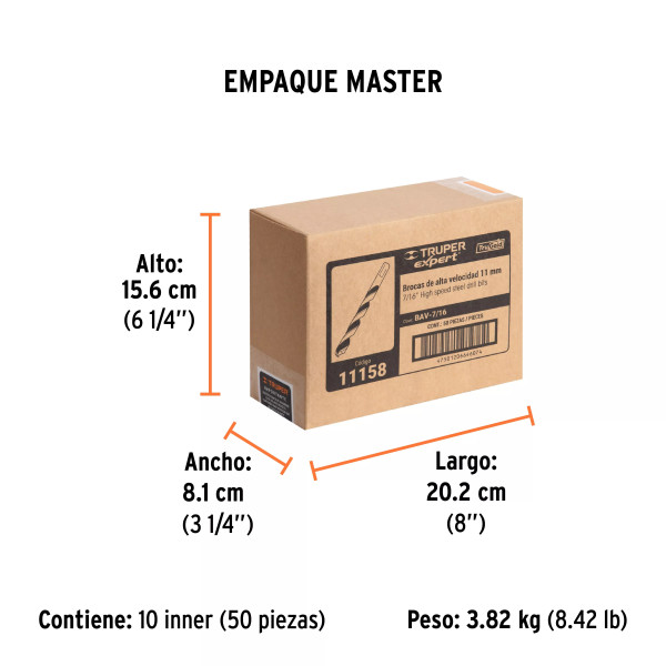Broca HSS 7/16" Trugold para metal, Truper Expert