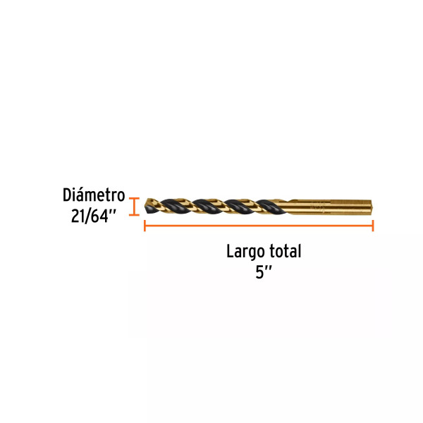 Broca HSS 21/64" Trugold para metal, Truper Expert